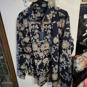 NWT MENS PERRY ELLIS BUTTON DOWN DRESS SHIRT SZ XL